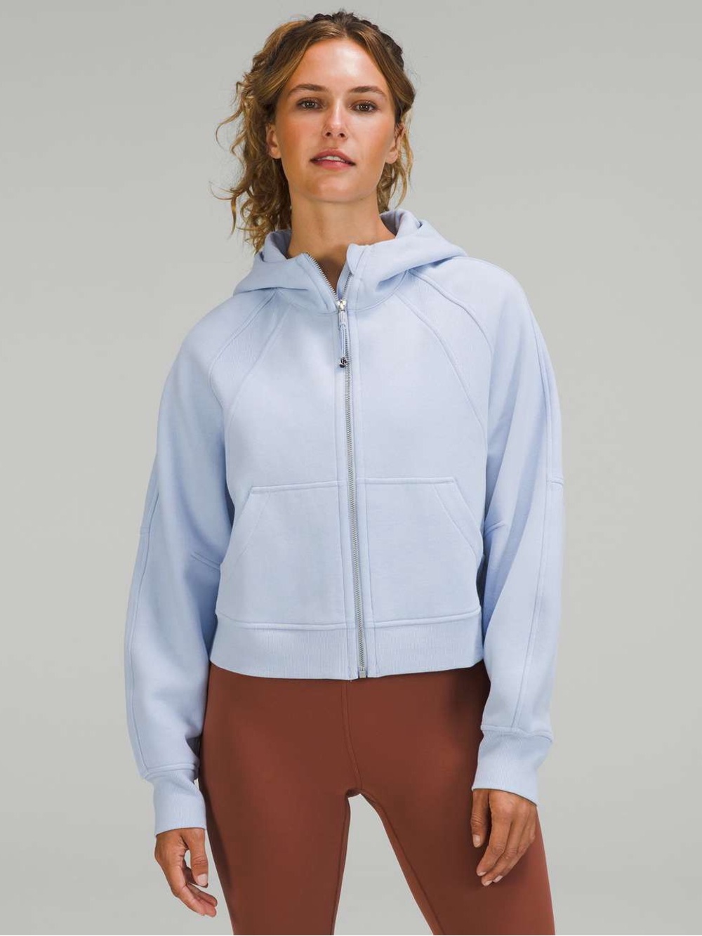 Lululemon Blue Linen Cropped
Zip-up Hooded Scuba